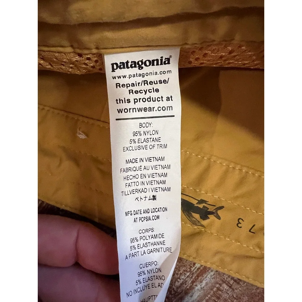 Patagonia Mens Board Shorts 38 Yellow Stretch Nylon Swim Trunks 8 Inch Inseam
